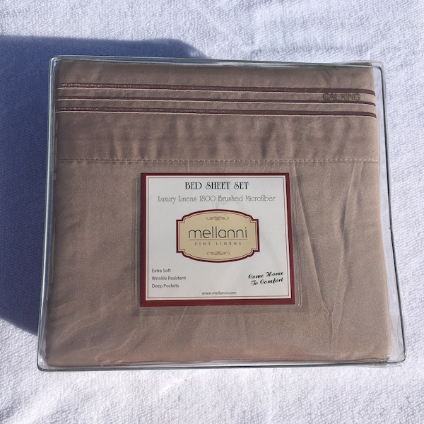 Mellanni 4-Piece Cal-King Bed Sheet Set, Deep Pocket Tan