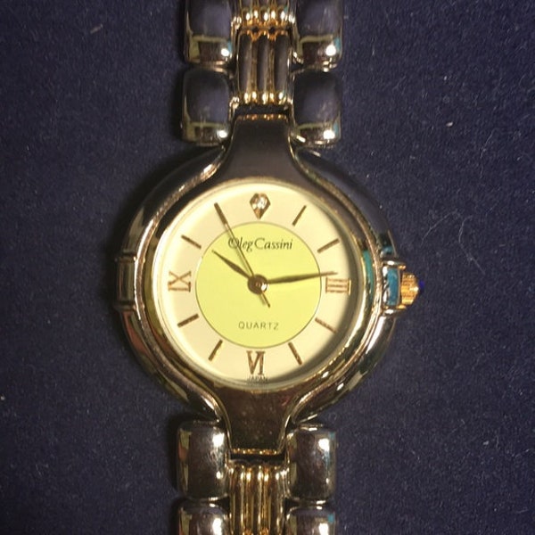 OLEG CASSINI Vintage Classic Watch Silver & Gold Tone Band, circa 1996