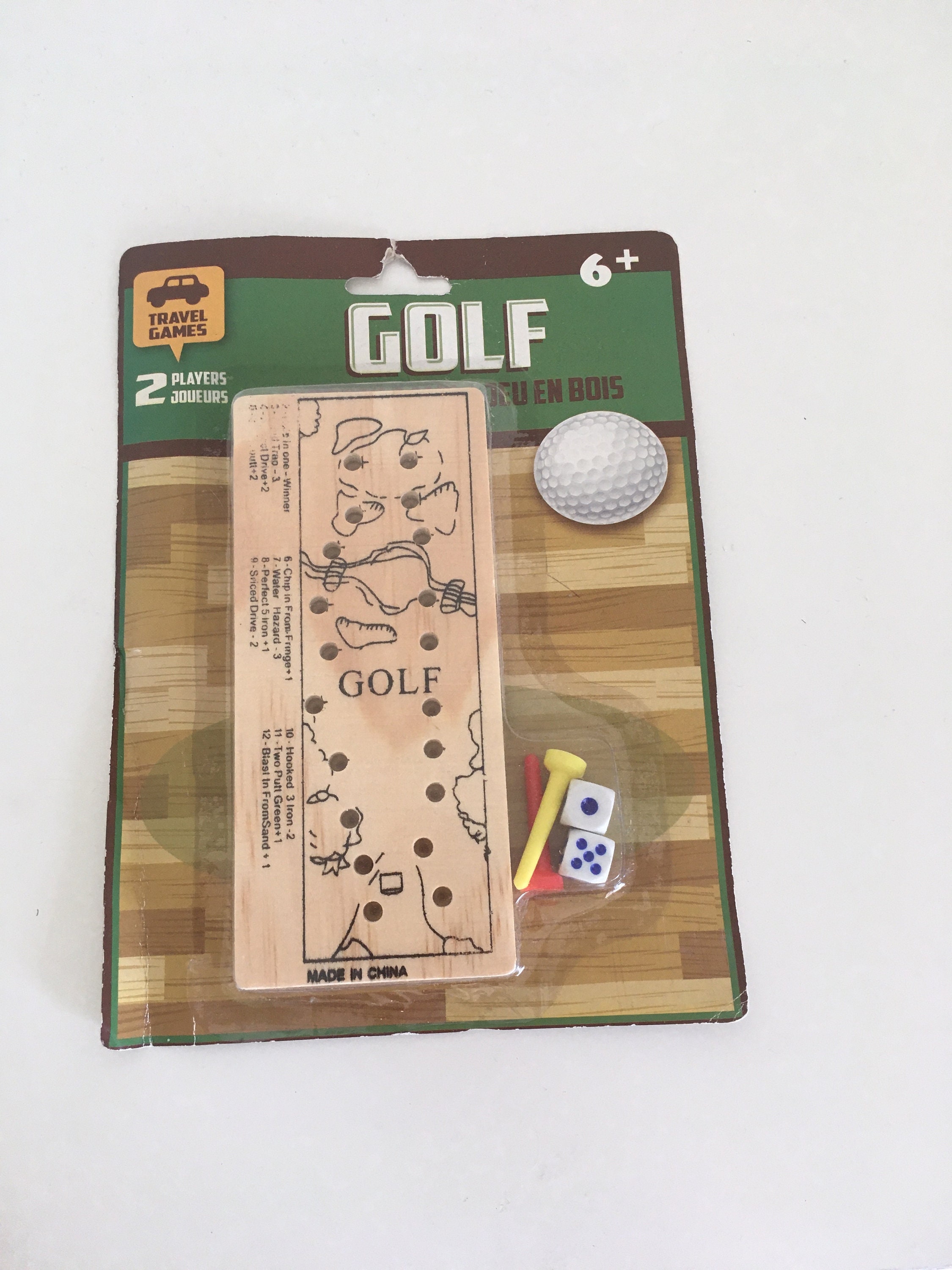 Travel Game Golf Peg Game On Wood Board Includes Dice 2 Etsy