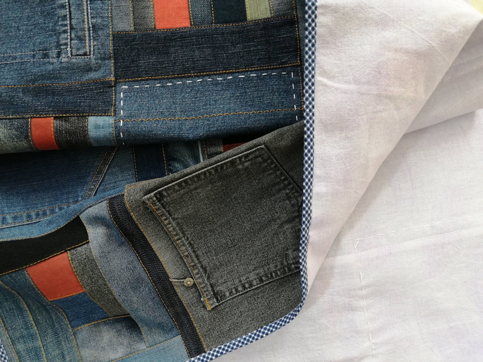 Upcycled Denim Throw Blanket Room Decor Gift Handmade Denim Etsy