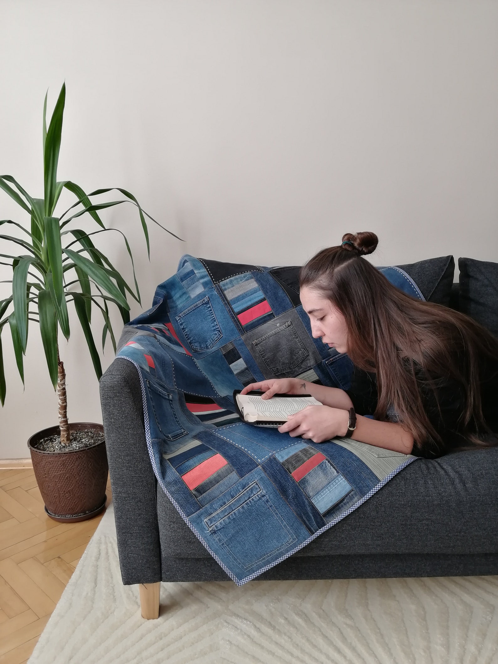 Upcycled Denim Throw Blanket Room Decor Gift Handmade Denim Etsy