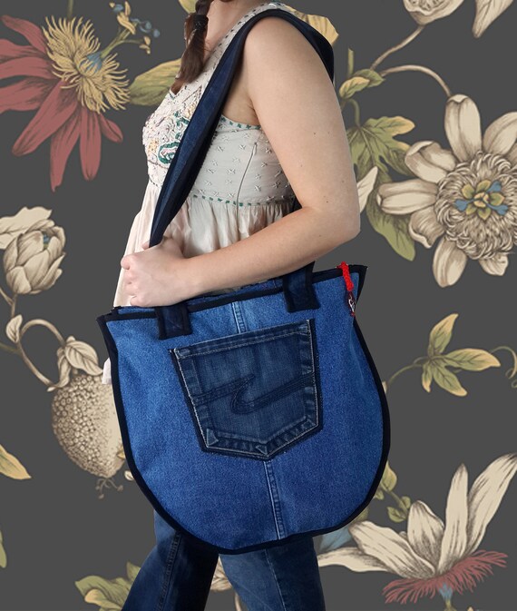 Denim Tote Bag-Hand Bag-Patchwork Bag-Diaper Bag-Blue Shoulder | Etsy