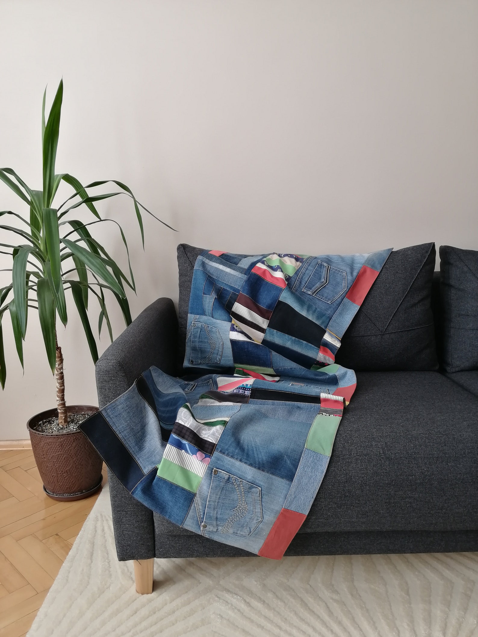 Picnic Throw Blanketpatchwork Blanketrunner Handmade Etsy