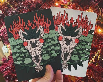 Mushroom Mari Lwyd Art Postcards
