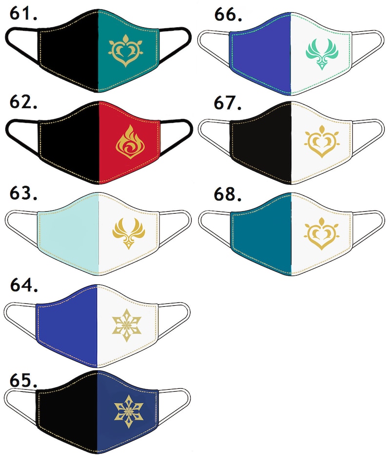 Pode incluir: Conjunto de dez m&aacute;scaras faciais com diferentes combina&ccedil;&otilde;es de cores e designs. As m&aacute;scaras s&atilde;o metade pretas e metade de outra cor, com um design dourado no lado colorido. Os designs incluem um cora&ccedil;&atilde;o, uma chama, um p&aacute;ssaro e um floco de neve.