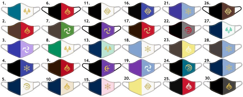 Pode incluir: Trinta m&aacute;scaras faciais diferentes com v&aacute;rias combina&ccedil;&otilde;es de cores e designs. Cada m&aacute;scara &eacute; dividida em duas, com uma cor e um design diferente em cada lado. Os designs incluem formas geom&eacute;tricas, flocos de neve e outros padr&otilde;es abstratos.