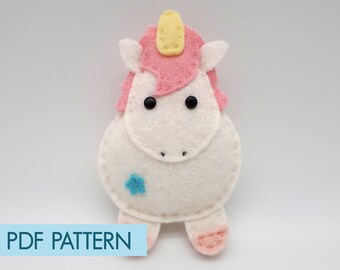 Felt PDF pattern. DIY Timmy the Unicorn, little Timmy and big Timmy