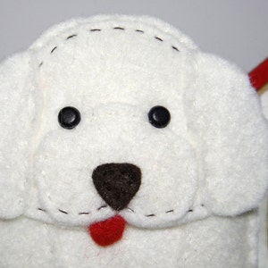 Easy to sew felt PDF pattern. DIY Oscar the Poodle & Kennel, finger puppet or ornament. image 3