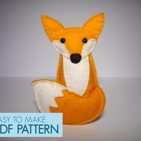 Easy to sew felt PDF pattern. DIY Tania the Fox, finger puppet and ornament.