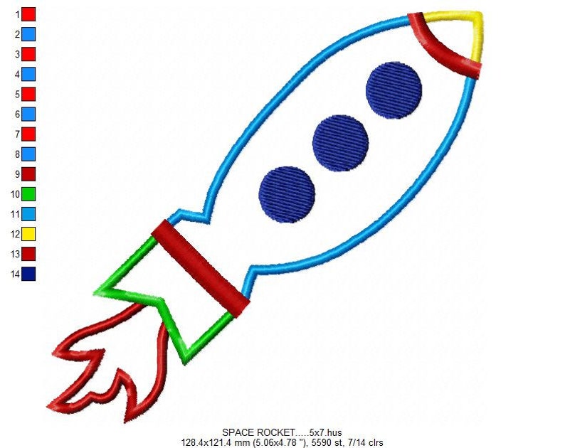 Space rocket applique machine jessecmault design no 208  etsy canada