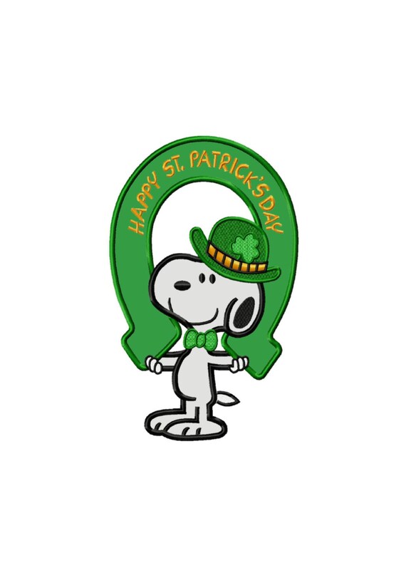 Luck O' The Irish Snoopy...Applique Machine Embroidery Etsy