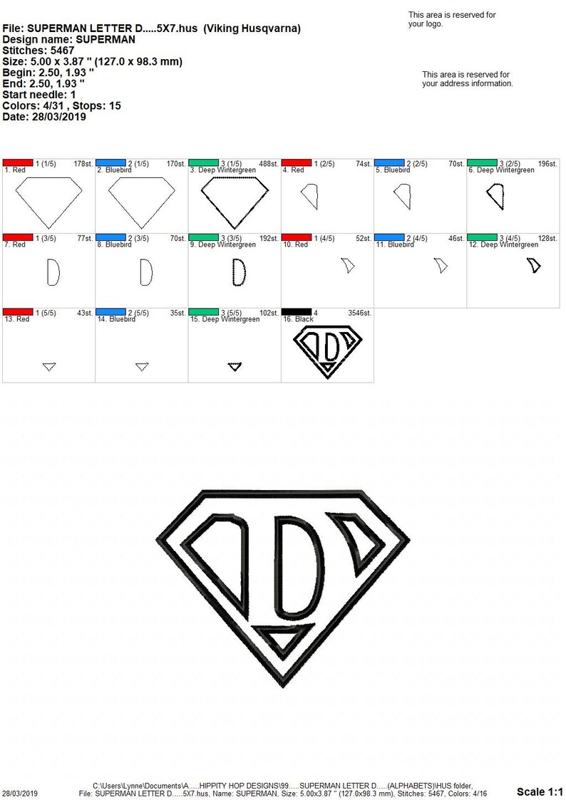 Superman Letter D...Applique Machine Embroidery DESIGN NO. 99 | Etsy