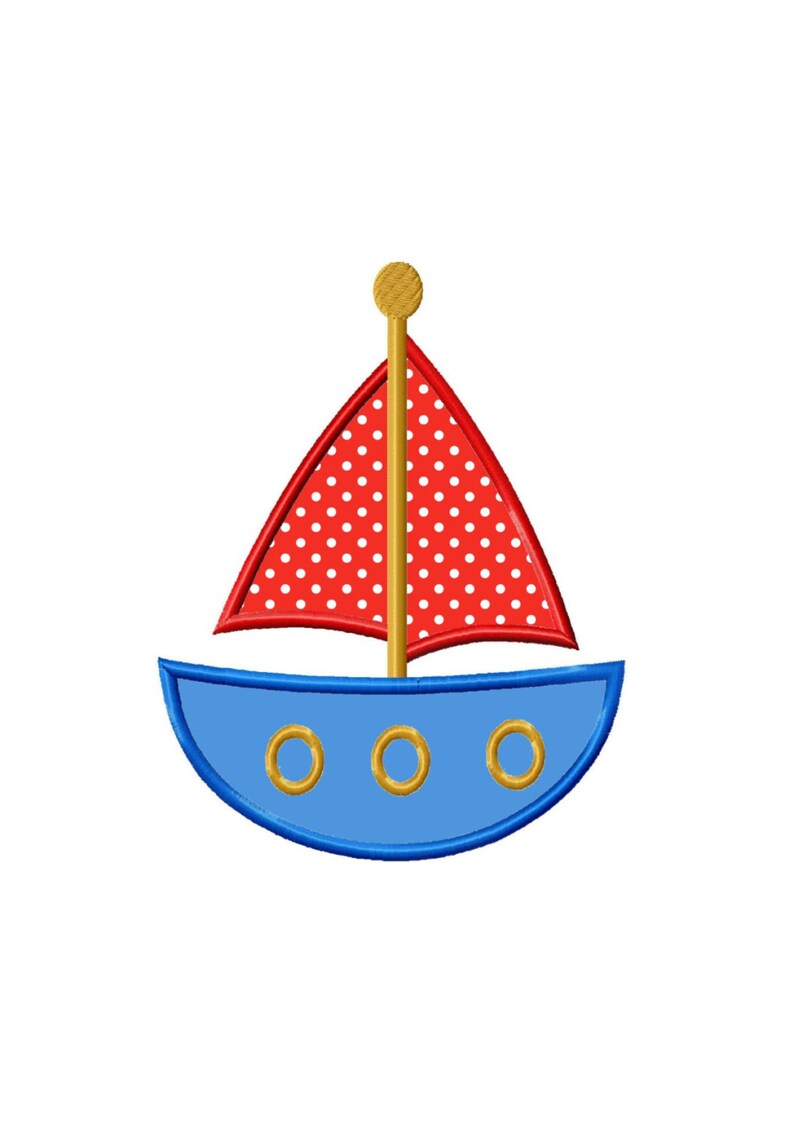 Sail boat applique machine embroidery design no 295  etsy