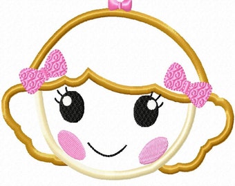 Doll Face 1...Instant Download...Applique  Machine Embroidery DESIGN NO. 244