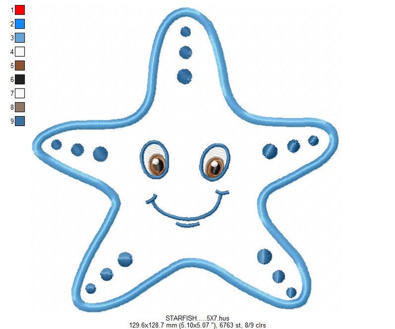 Starfish Applique Machine Embroidery DESIGN NO. 416 Etsy