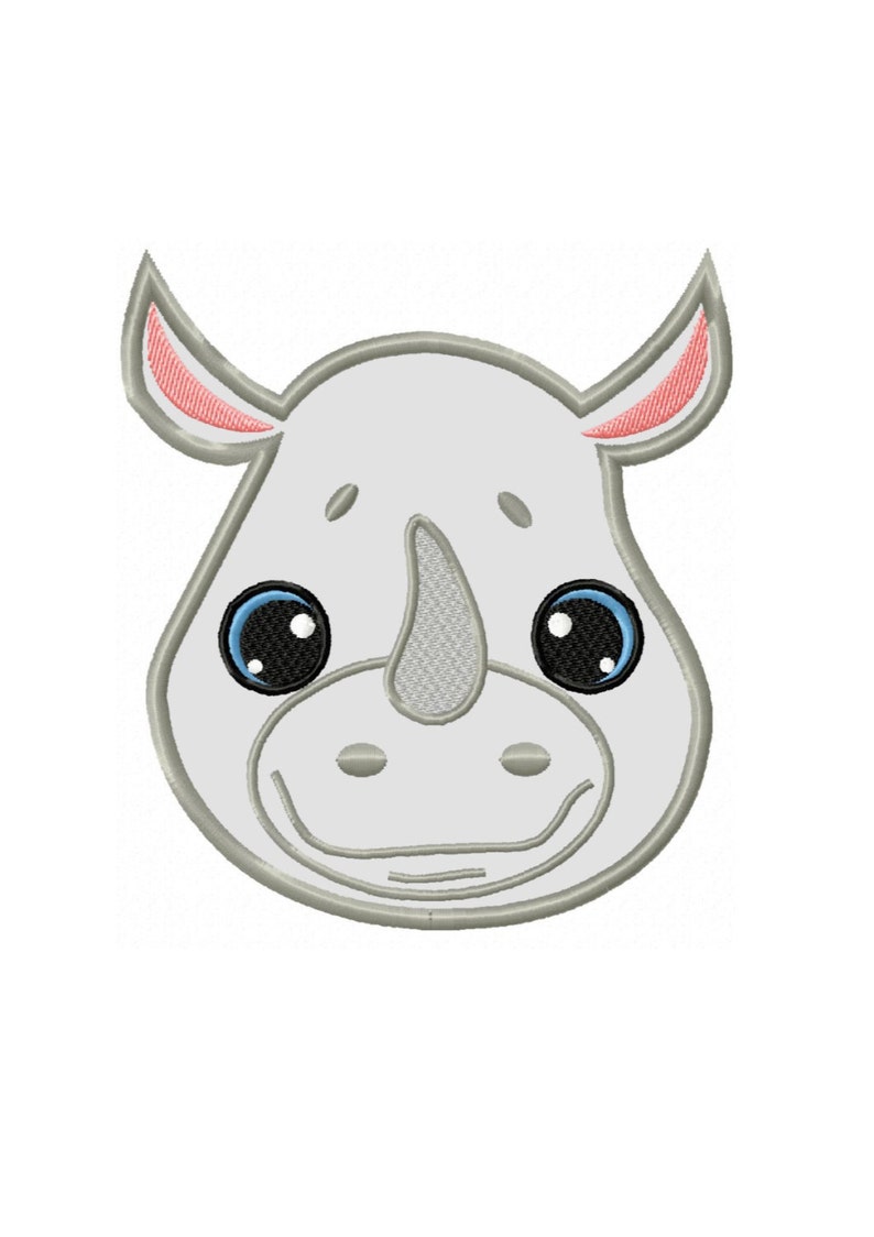 Rhino Face 2 Applique Machine Embroidery DESIGN NO. 216 Etsy