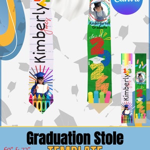 60" & 72" Editable Graduation Stole Paper and Chalkboard Themed Digital Downloadable File ONLY, Pdf Only File, Sublimation Stole