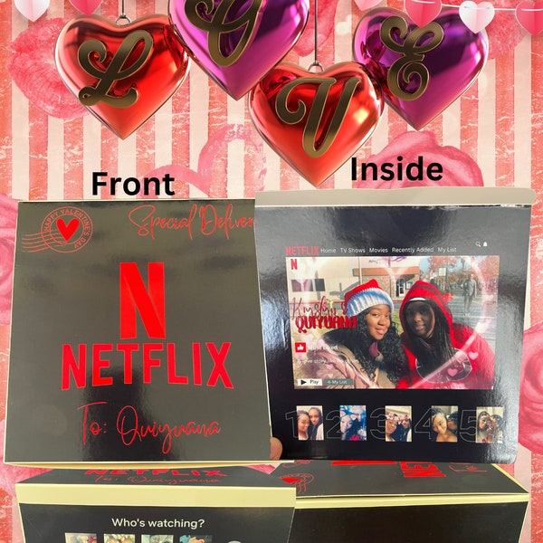 N Flix Inspired Personalized/ Custom Gift Box Template, Digital Download File ONLY, Printable Image, DIY Gift Box, Valentine's Day Gift Box