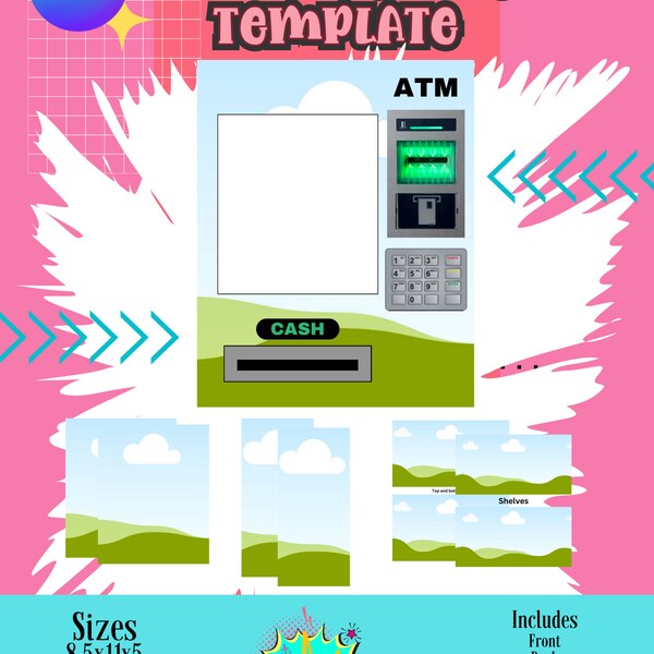 Canva Machine Template, 3 Different Sizes Template, Digital File ONLY, Money Slot Machine, Special Occasion Gift Machine Box