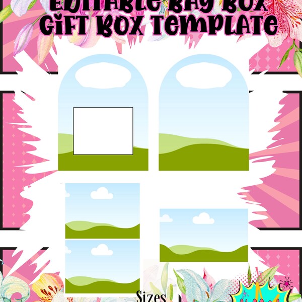 Canva Editable 8.5x11 Bag Gift Box Template, Digital File ONLY, Custom Gift Box, Special Occasion Gift Machine Box