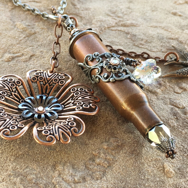 Flower Garden Bullet Shell Casing Necklace Bullet Jewelry Etsy