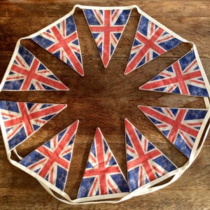 Union Jack, réversible, drapeau britannique, traditionnel fait main, style vintage VE Day street party, banderoles sur ruban de coton.