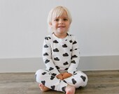 Toddler Pajama Set: Signature Hello Sunday Charcoal Cloud Organic Cotton Pajamas for Boy or Girl