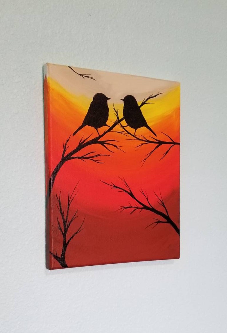Original Acrylic painting on canvas Sunset love birds Birds - Etsy ...