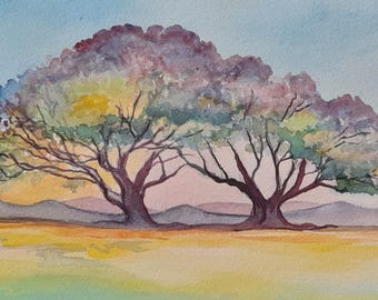 Watercolour Painting - Trees in Flower - Original Artwork