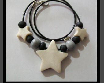 Stars on a String - Polymer clay bead necklace