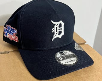 Gorra snapback de los Detroit Tigers, nueva con etiquetas, gorra de béisbol MLB azul con parche lateral de la Serie Mundial