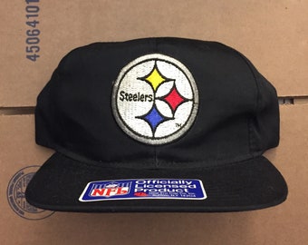 vintage deadstock pittsburgh steelers snapback hat cap 90s jersey logo brown bell penguins nfl ds nwt super bowl bettis new era