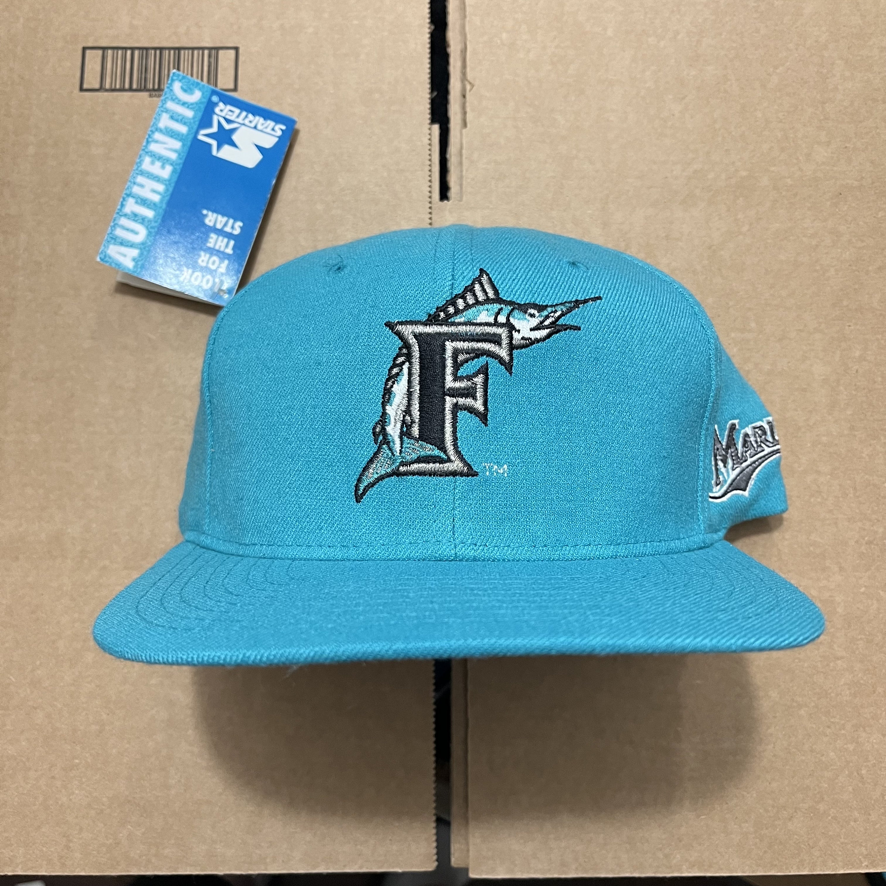 NWT Vintage Florida Marlins Fitted Hat Starter Cap 90s Jesey Logo 