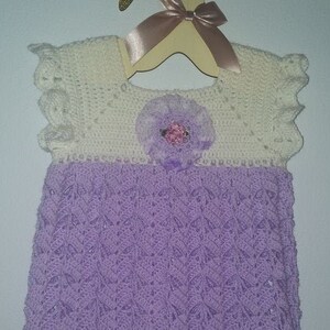 Pretty PURPLE & WHITE Lacey CROCHET Dress for a Toddler!