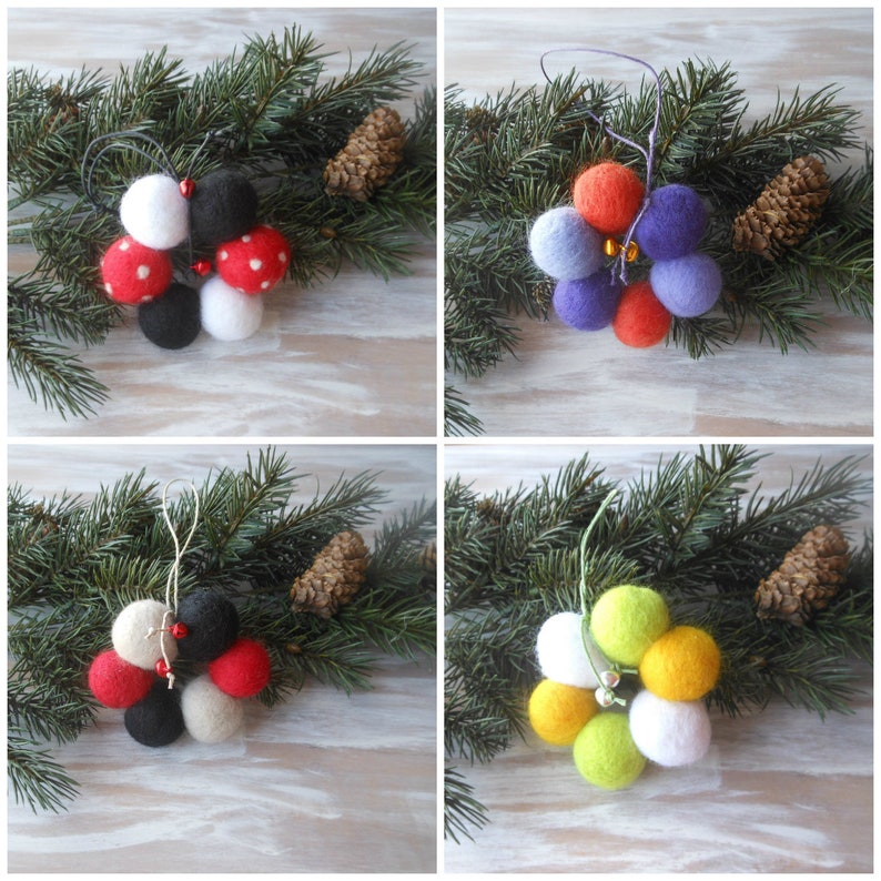 Minnie Mouse inspired wreath Ornament Felt ball farmhouse image 4