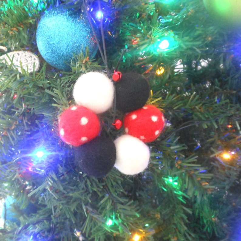 Minnie Mouse inspired wreath Ornament Felt ball farmhouse image 2