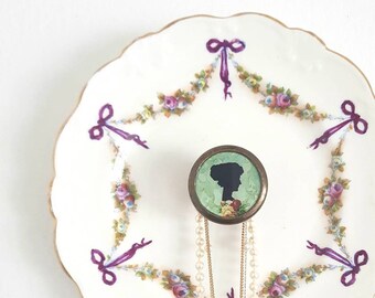 Portrait-of-a-lady antique china plate hanger for jewelry, display and storage, wall decor