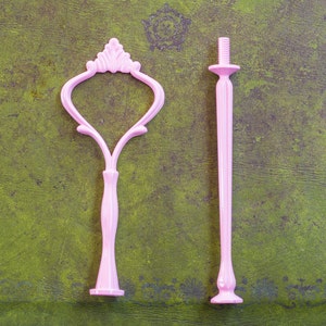 Large Crown 2-tier pink cake stand fittings, Strong and Heavy-duty, suitable for larger and heavier plates