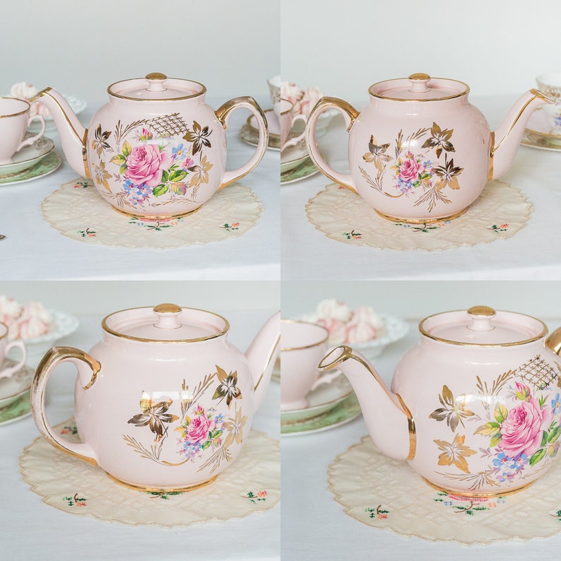 Very Pretty Vintage Pink Sadler Teapot Large Pink Rose Posy Etsy