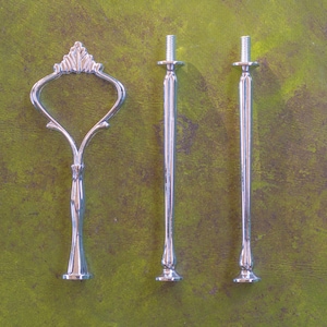 Large Crown 3-tier silver tone cake stand fittings, Strong and Heavy-duty, suitable for larger and heavier plates