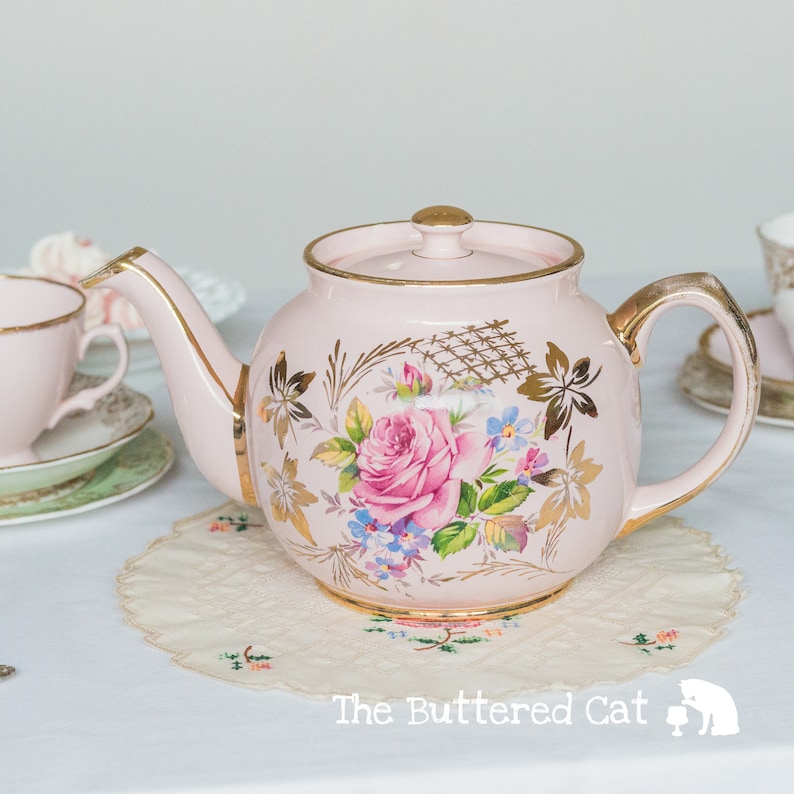 Very Pretty Vintage Pink Sadler Teapot Large Pink Rose Posy Etsy