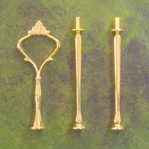 Large Crown 3-tier gold tone cake stand handle / fittings, Strong and Heavy-duty, suitable for larger and heavier plates
