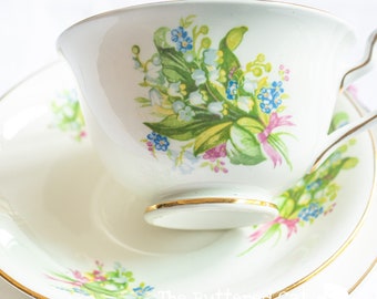 Vintage Lily of the Valley Tea Trio: Clare & Imperial Bone China