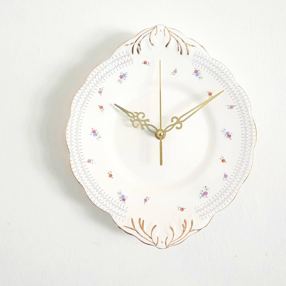 Upcycled wall clock vintage bone china plate clock Etsy