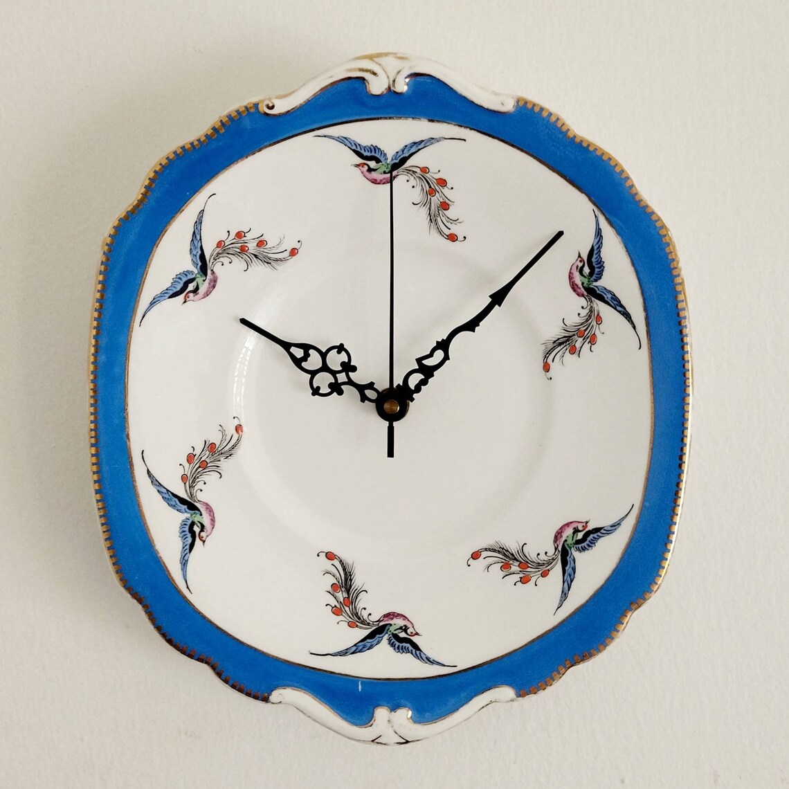 Upcycled Antique Plate Wall Clock Handdecorated Phoenix and Etsy