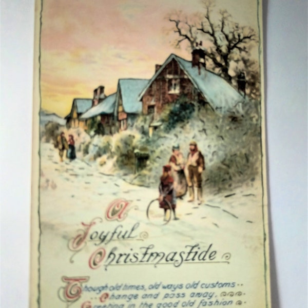 Antique Turn of the Century Christmas Postcard Wildt and Kray Country Snow Scene 14cms x 8.75cms 5 1/2" x 3 1/2"