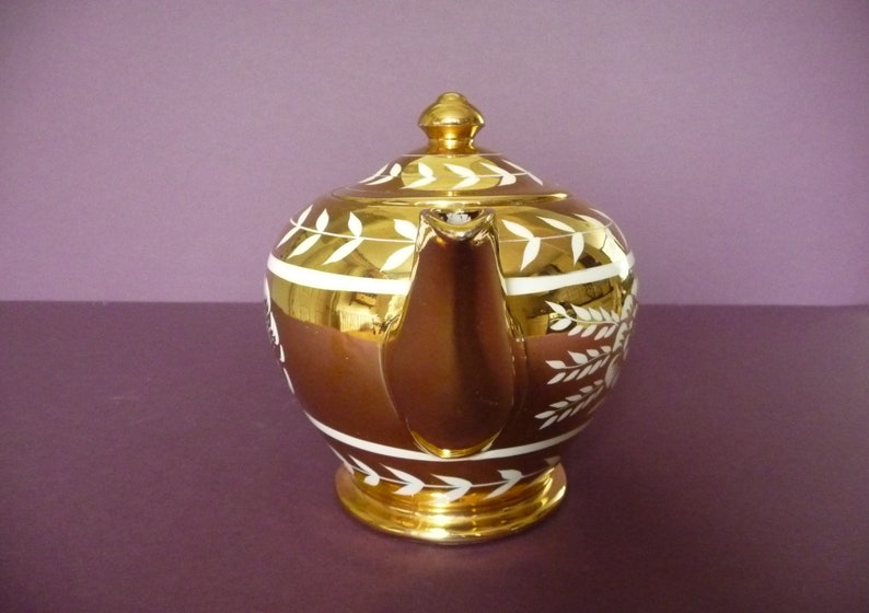1950s Gold and Cream Teapot Sadlers 6 Cup Celebration Golden Anniversary Wedding
