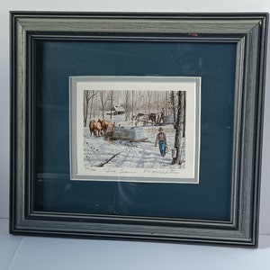 ROGER WITMER Canada Limited Edition Signierter Druck 'Two Teams ' Traditionelles Landleben 10 "x 9 1/4" 25cms x 23.5cms