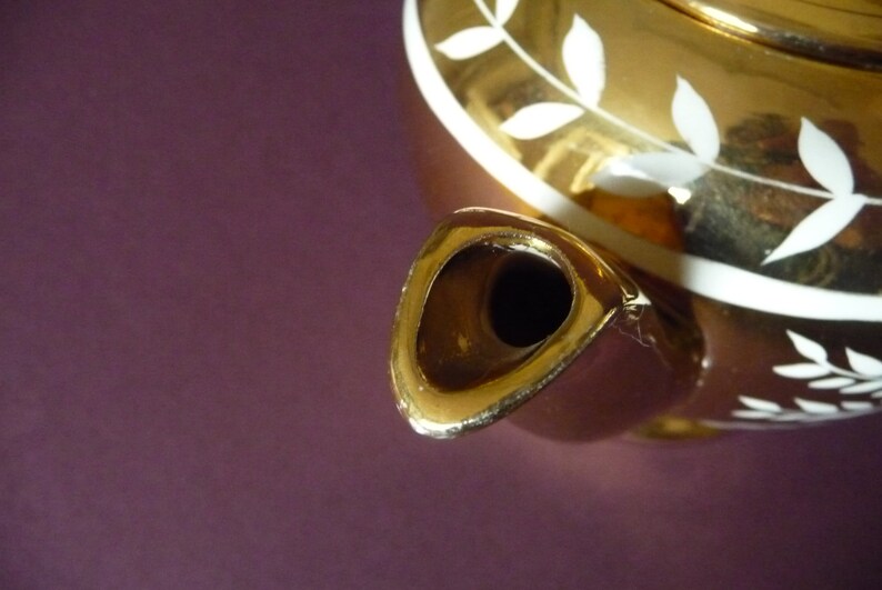1950s Gold and Cream Teapot Sadlers 6 Cup Celebration Golden Anniversary Wedding