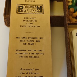 Vintage 1930s/40s Plus and Minus Game Boxed 7 1/4 X 7 3/4